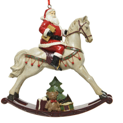 Santa on Rocking Horse Hanging Decoration