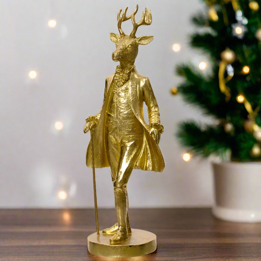 Gold Stag Christmas Ornament