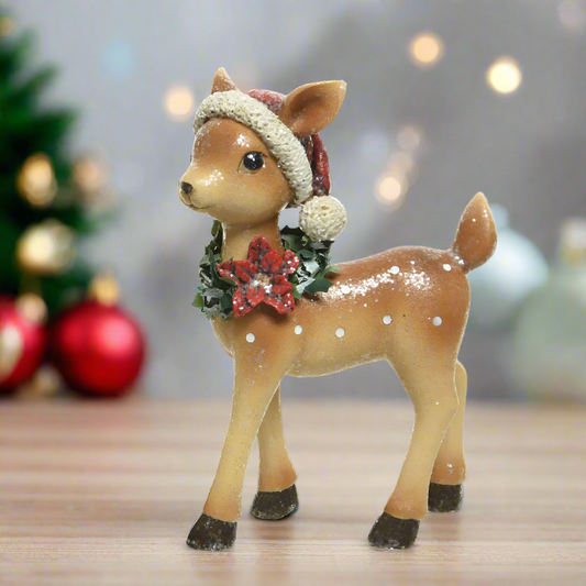 Baby Deer with Santa Hat Christmas Ornament