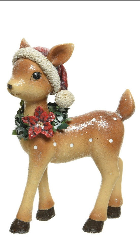 Baby Deer with Santa Hat Christmas Ornament