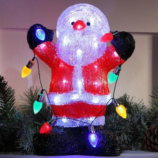 Acrylic Santa with String Lights 35cm