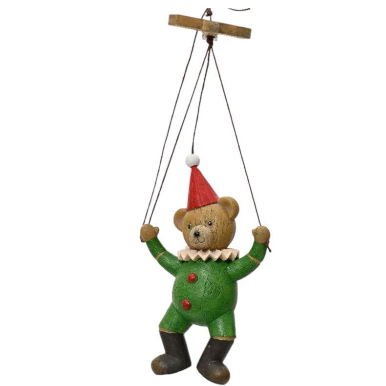 Hanging Puppet Style Teddy Bear Christmas Decoration 14.5cm