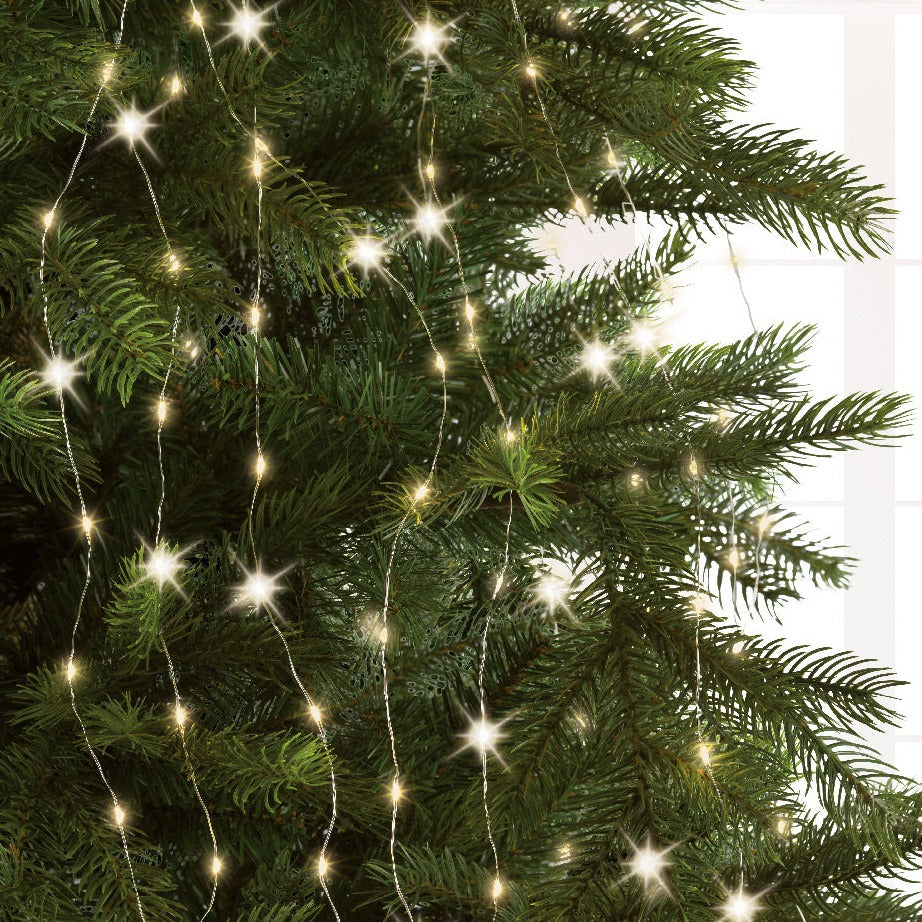 Lumineo Warm White Silver Wire Flashing Effect Christmas Tree Lights 210cm