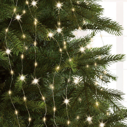 Lumineo Warm White Silver Wire Flashing Effect Christmas Tree Lights 210cm