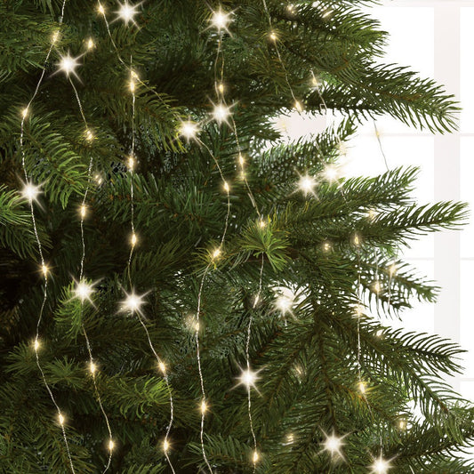 Lumineo Warm White Silver Wire Flashing Effect Christmas Tree Lights 210cm