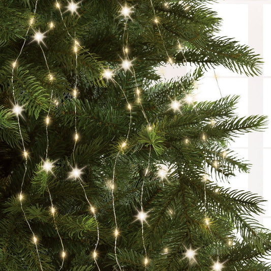 Lumineo Warm White Silver Wire Flashing Effect Tree Lights 180cm