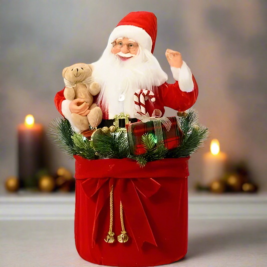 Santa in Sack Animated Musical Christmas Decoration