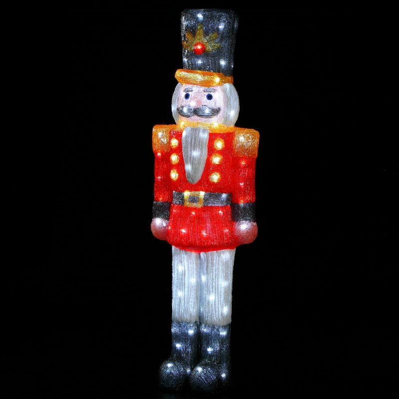 Acrylic LED Christmas Nutcracker with Red Jacket Decoration