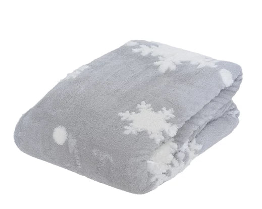 Grey Snowflake Christmas Throw