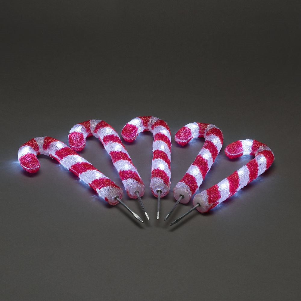 Konstsmide 5 Piece 25cm Acrylic Christmas Candy Cane LED Light Set