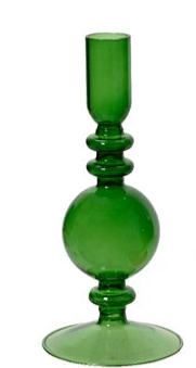 Green Transparent Glass Candle Holder 19cm