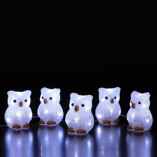 Noma Set of 5 Acrylic Owls Light Chain