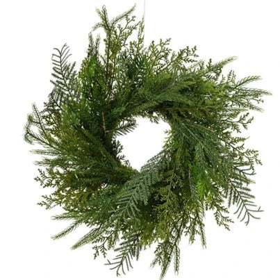 Mixed Green Foliage Christmas Wreath 60cm