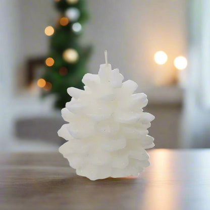 Snow White Pinecone Wax Christmas Candle