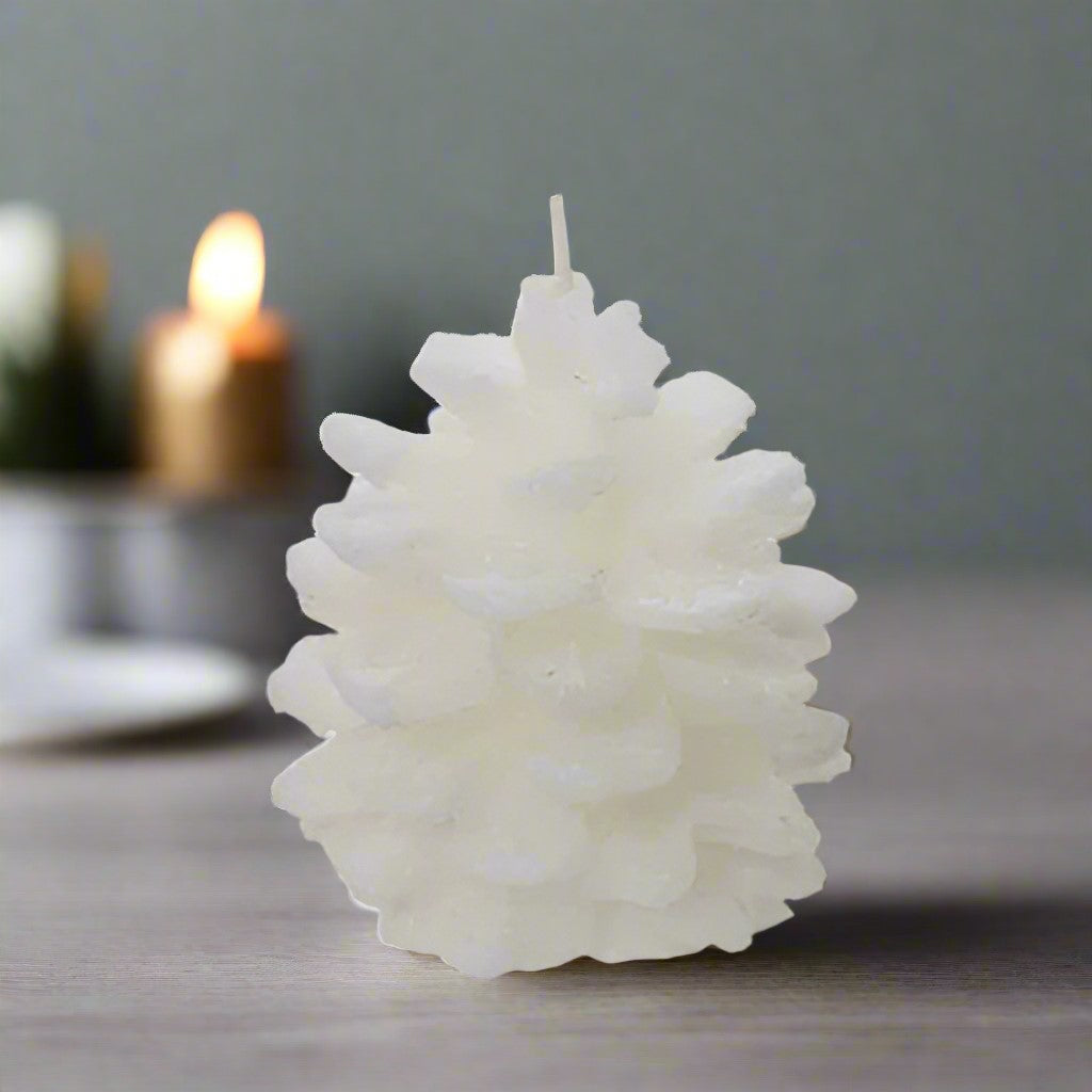 Snow White Pinecone Wax Christmas Candle Decoration