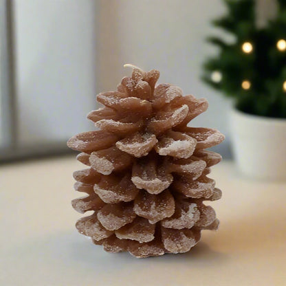 Brown Rustic Pinecone Wax Christmas Candle Decoration