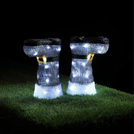 Set of 2 Acrylic Santa Boots Stake Lights