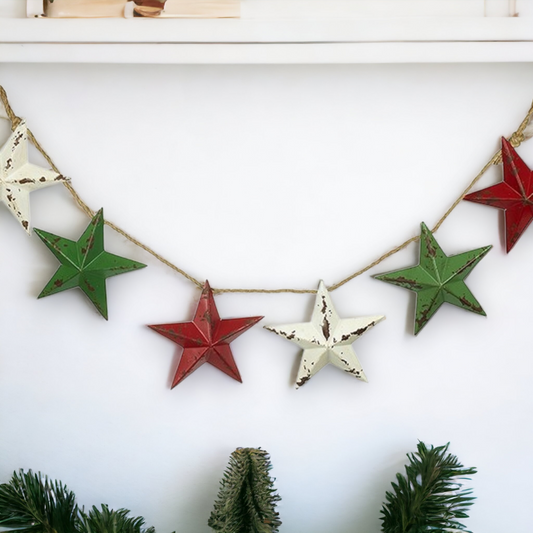 Rustic Metal Christmas Star Garland