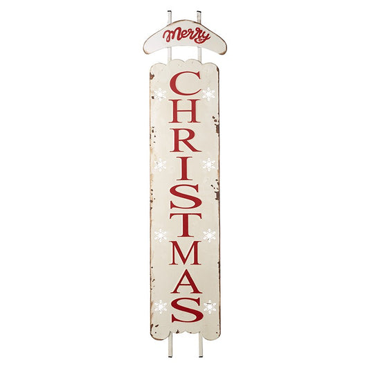 Rustic White Merry Christmas Sleigh Sign