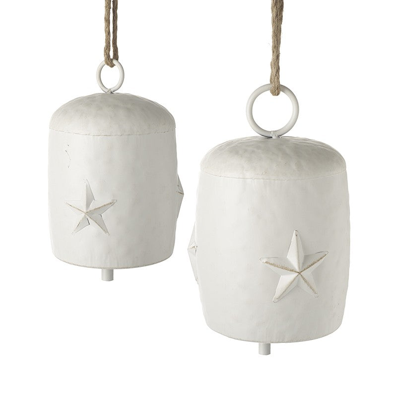 Set of 2 White Christmas Star Bells