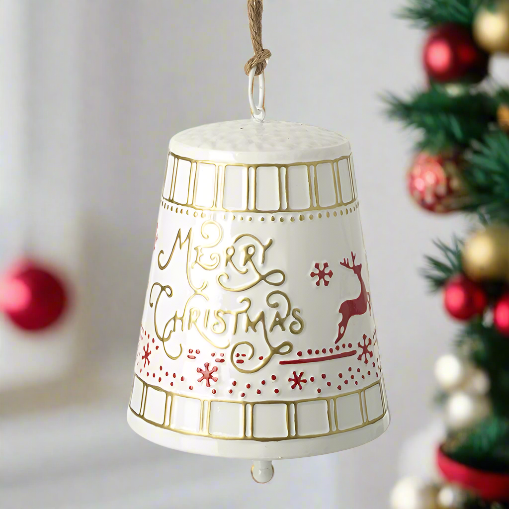 White Merry Christmas Bell Decoration