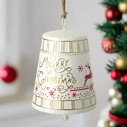 White Merry Christmas Bell Decoration