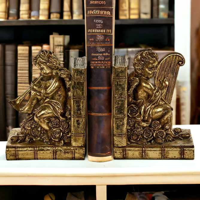 Goodwill Gold Cherub Bookends