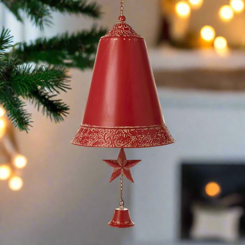 Vintage Style Christmas Red Star Bell