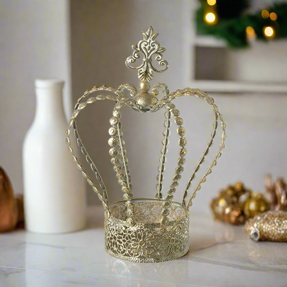 Decorative Gold Metal Christmas Crown Decoration