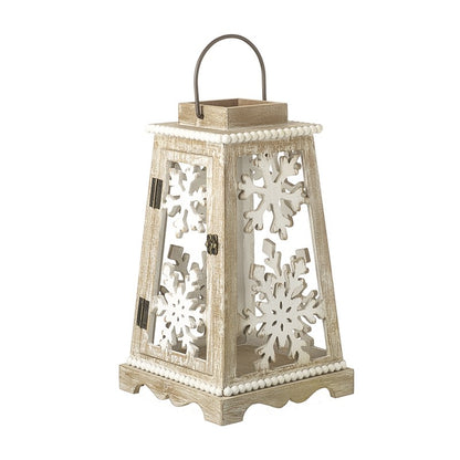 Small Wooden Snowflake Christmas Lantern