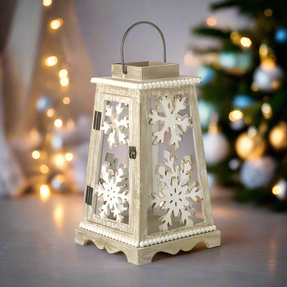 Small Wooden Snowflake Christmas Lantern