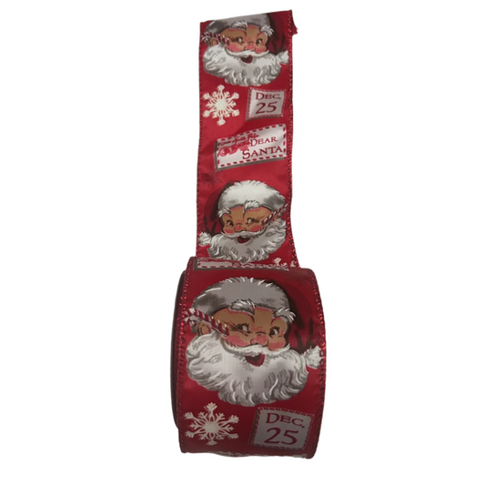 Red December 25th Santa Christmas Ribbon