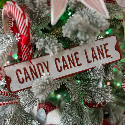 Candy Cane Lane Christmas Tree Sign