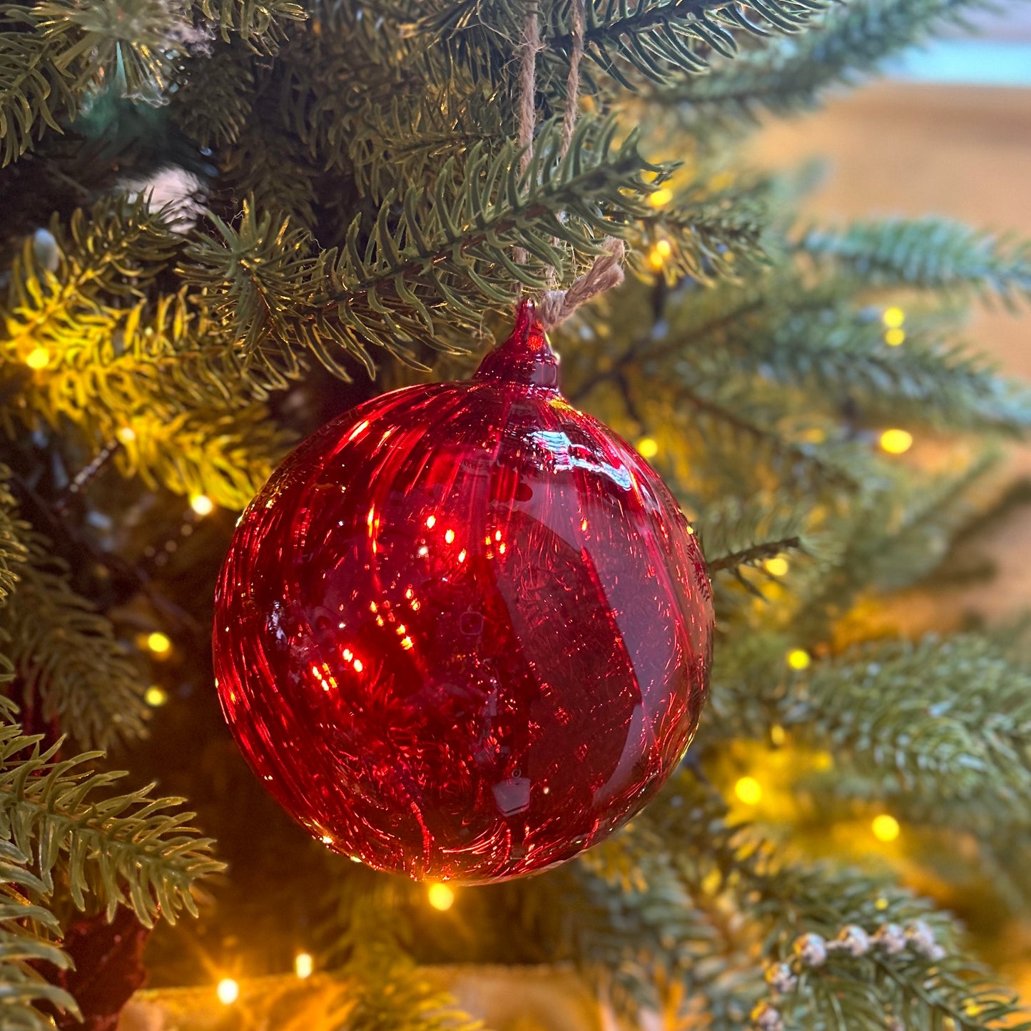 Red Translucent Swirl Bauble 10cm