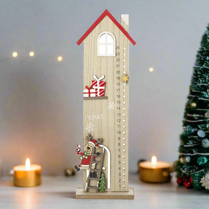 Wooden Tall House Christmas Countdown  Advent Decoration