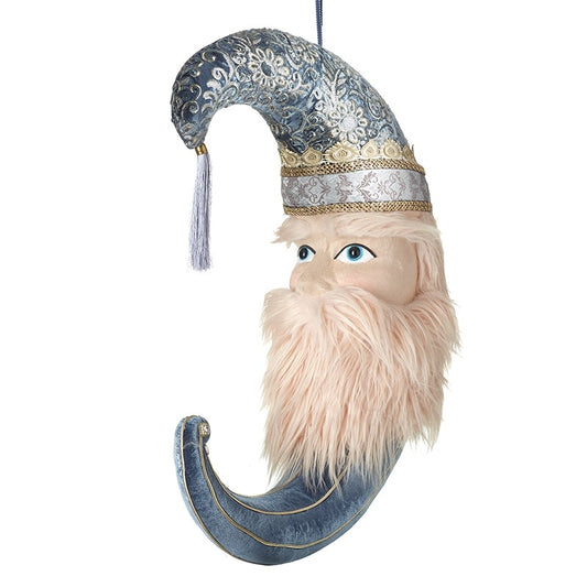 Hanging Blue Santa Moon Christmas Decoration