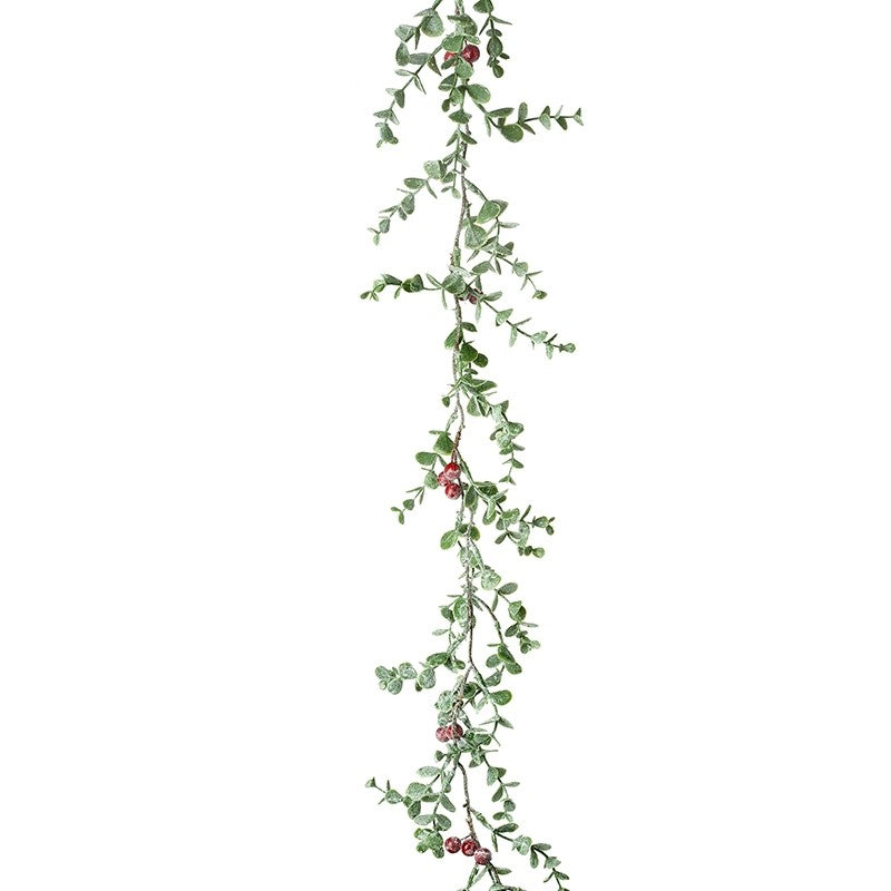 Green Leaf and Red Berry Christmas Garland