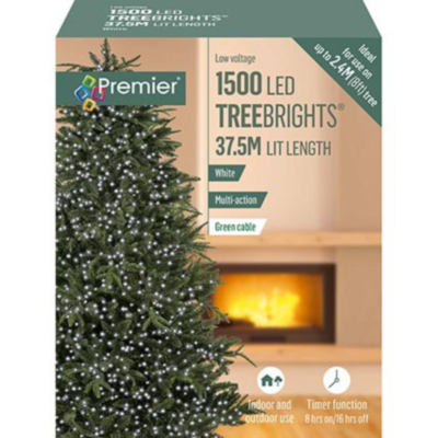 Premier TreeBrights 1500 White LED Christmas String Lights