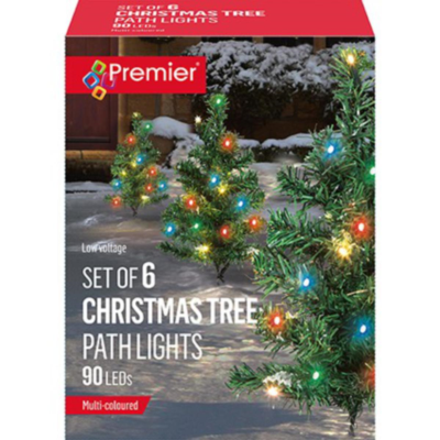 Set of 6 Christmas Tree Path Lights Multi Colour
