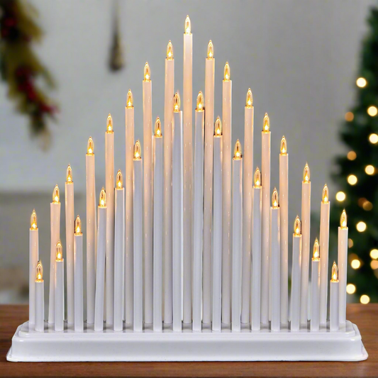 Christmas White Pipe Candlebridge 34cm