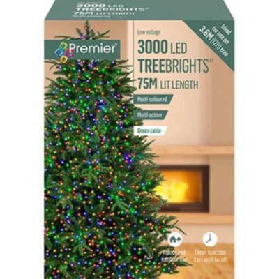 Premier 3000 Multi Colour LED Treebrights Christmas String Lights