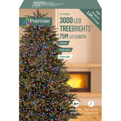 Premier 3000 Rainbow LED Treebrights Christmas String Lights