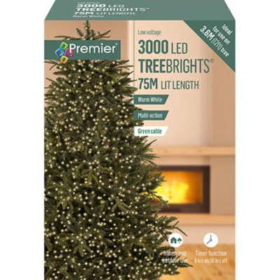 Premier 3000 Warm White LED Treebrights Christmas String Lights