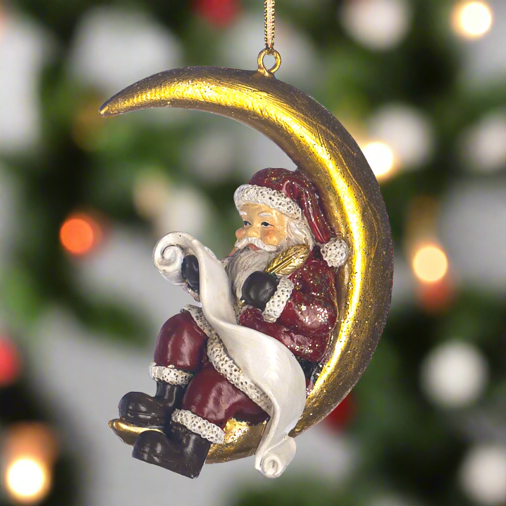 Goodwill Santa Sitting on Moon Hanging Decoration