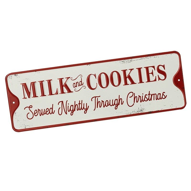 Milk and Cookies Metal Christmas Sign