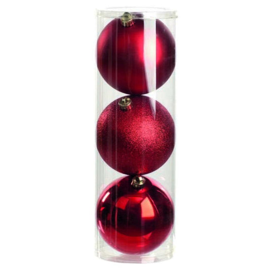 Large 15cm Red Christmas Bauble Set