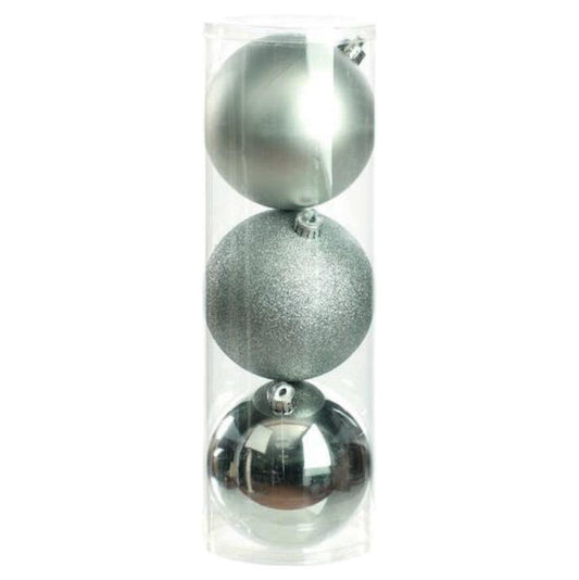 Large 15cm Silver Christmas Baubles