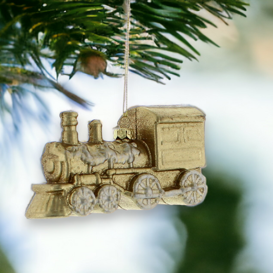 Gold Train 12cm Hanging Decoration