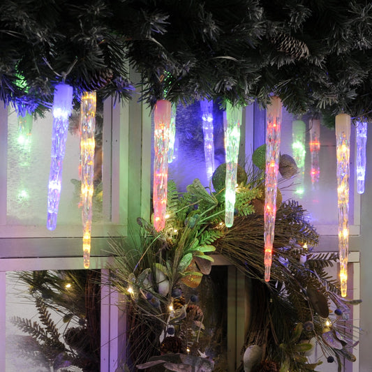 24 Colour Changing Christmas Icicle Lights - Multi Colour to White