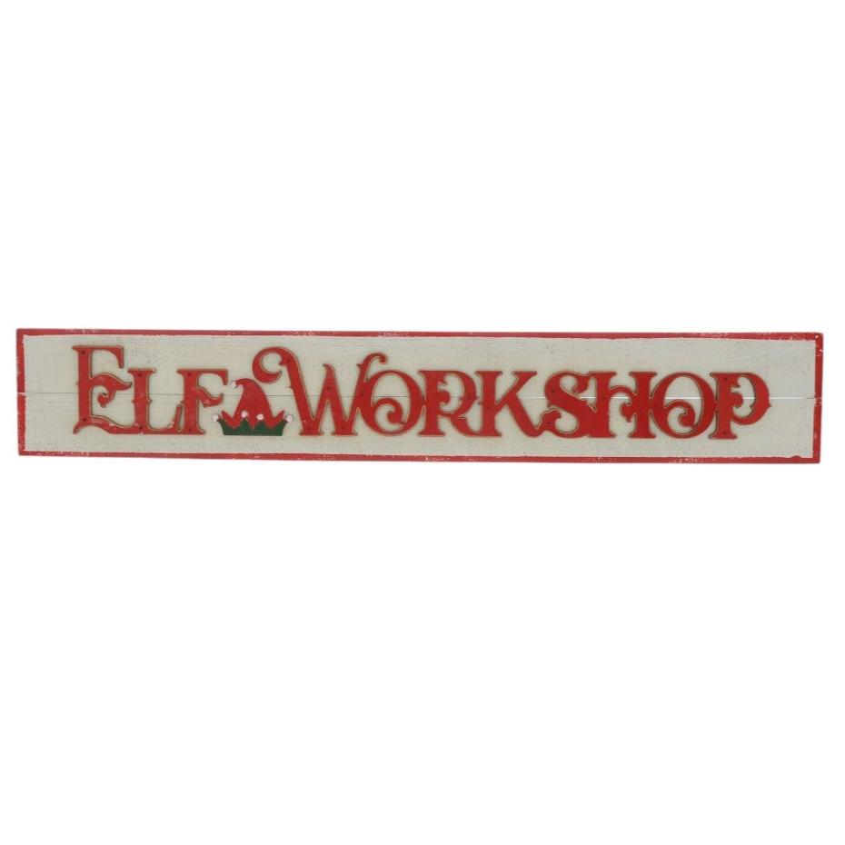 Elf Workshop Wooden Christmas Sign 92cm